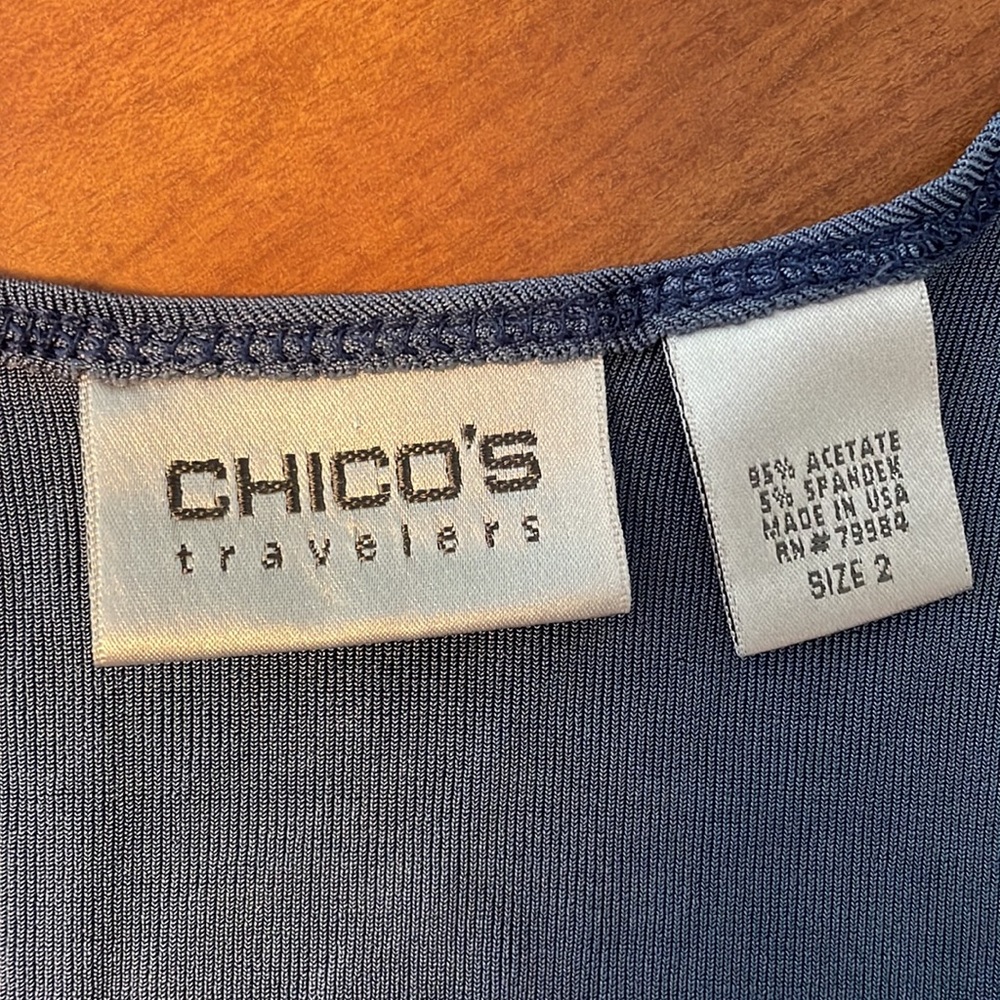 Chicos Travelers size 2 steel blue tank top size 12-14 - Picture 4 of 8